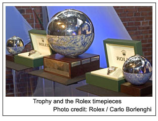 Trophy and the Rolex timepieces, Photo credit: Rolex / Carlo Borlenghi